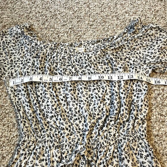 Rewind Womens Peasant Dress Size M Floral Boho Off Shoulder Tassel Ditsy - Picture 8 of 9